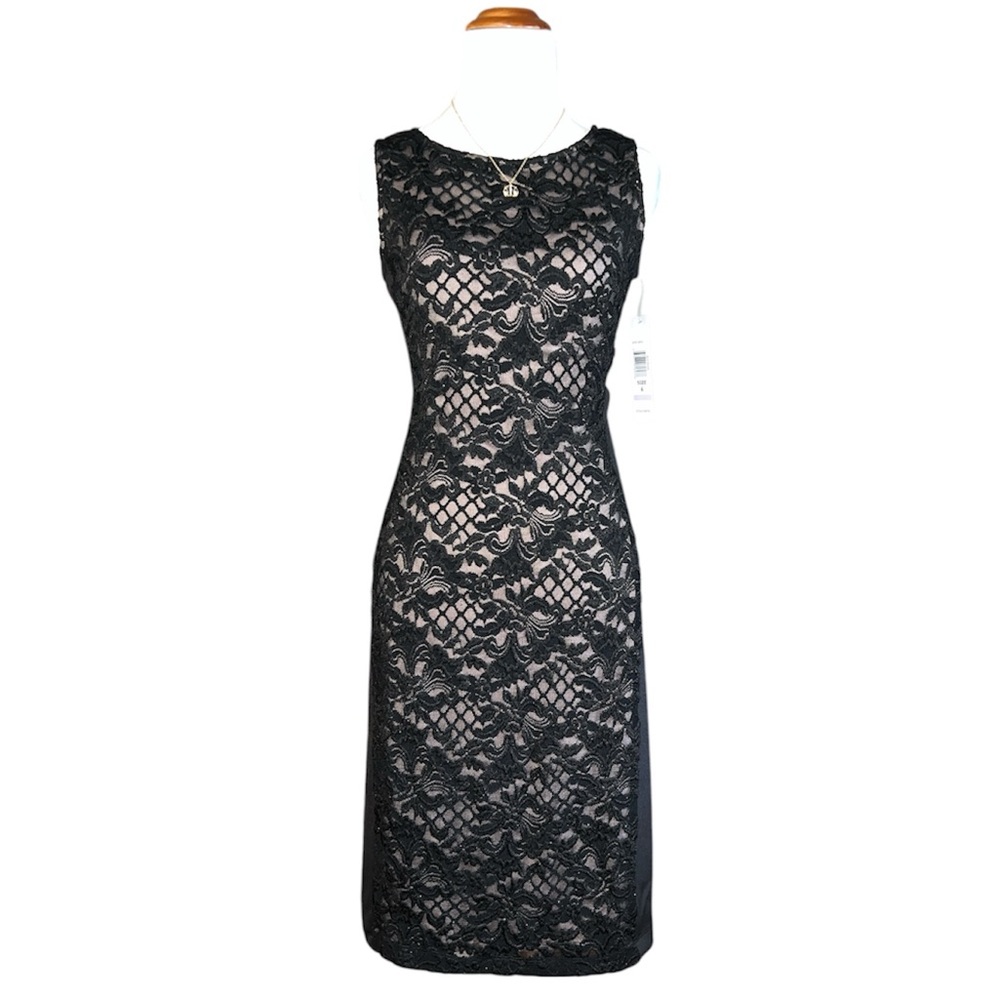 🌬️ Onyx Black Lace Lined Bodycon Dress